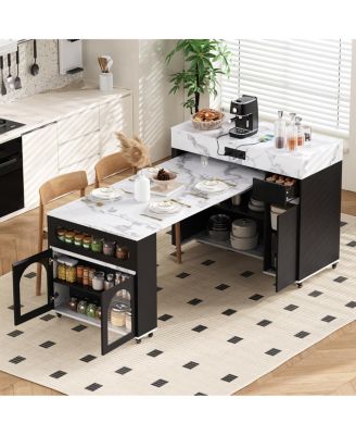 Extendable Kitchen Island with Storage and Power
