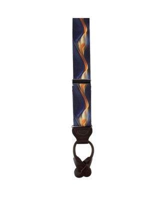 Men's Atticus Blue and Gold Billow Silk Button End Suspenders