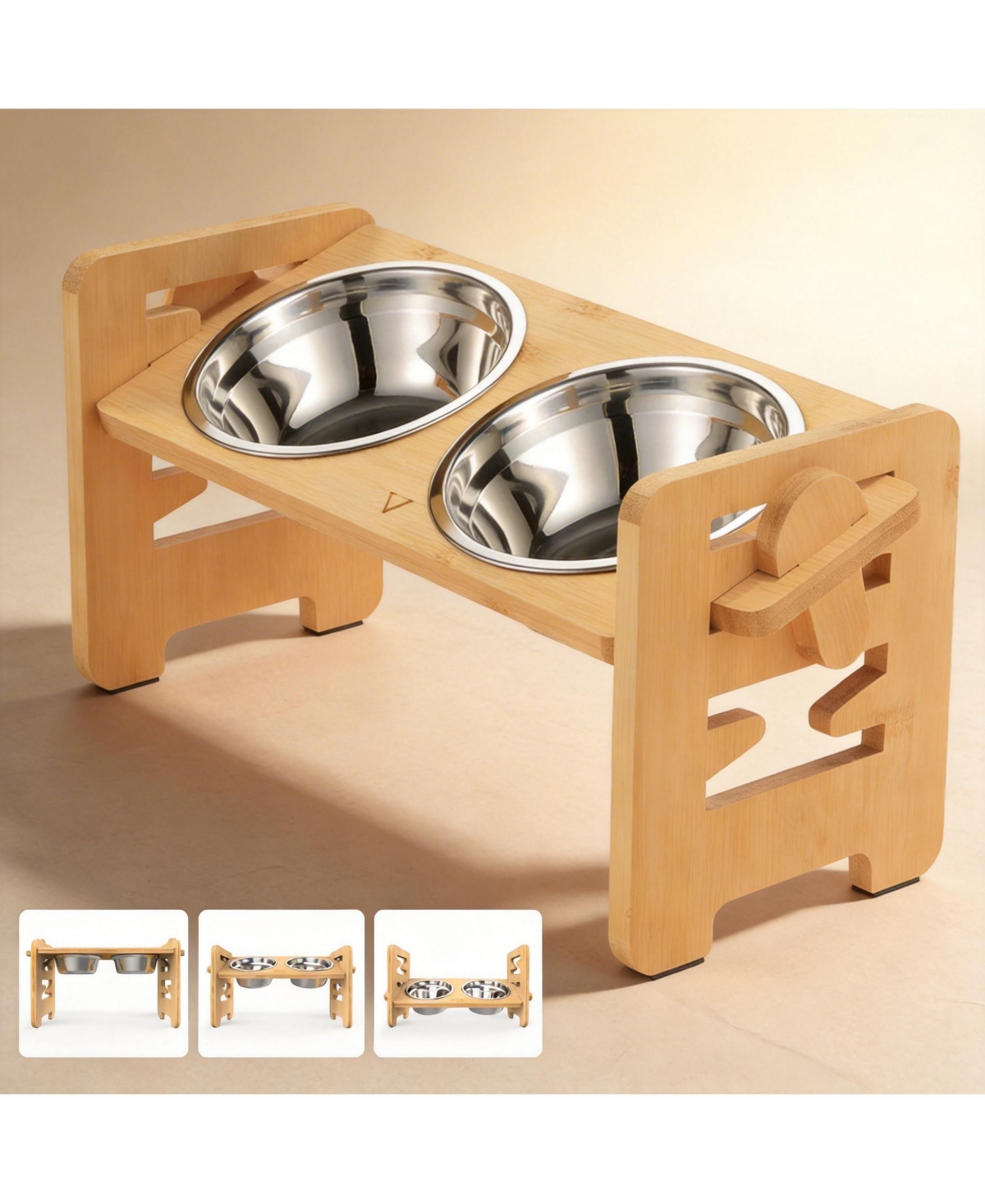 Aronkl Adjustable Elevated Dog Cat Bowl Stand Heights Tilt Foldable with 2 Stainless Steel Dishes