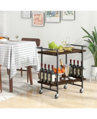 Rolling Kitchen Island with Trash Can Cabinet, Drop Leaf and Spice Rack, 440 lbs Capacity, 42 x 25.5 x 35.5 in