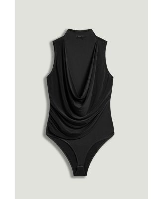 Women's Draped Mesh-Panel Bodysuit