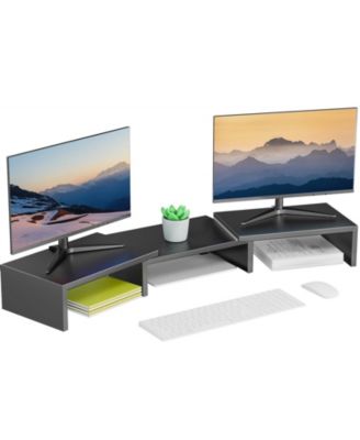 Dual Monitor Stand Metal Riser Desktop Organizer