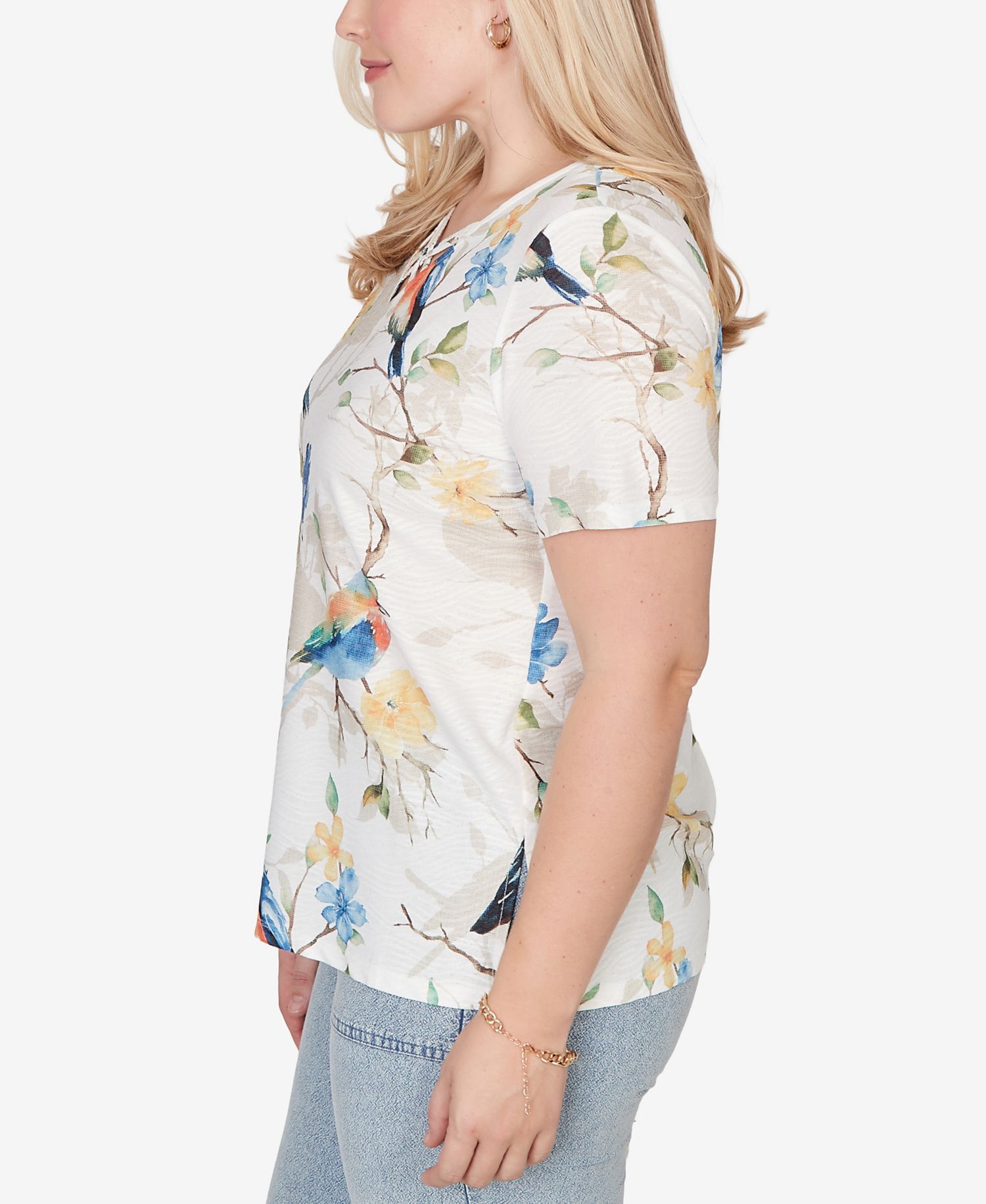 Women's Out of the Blue Chickadees Embellished V-Neck Top