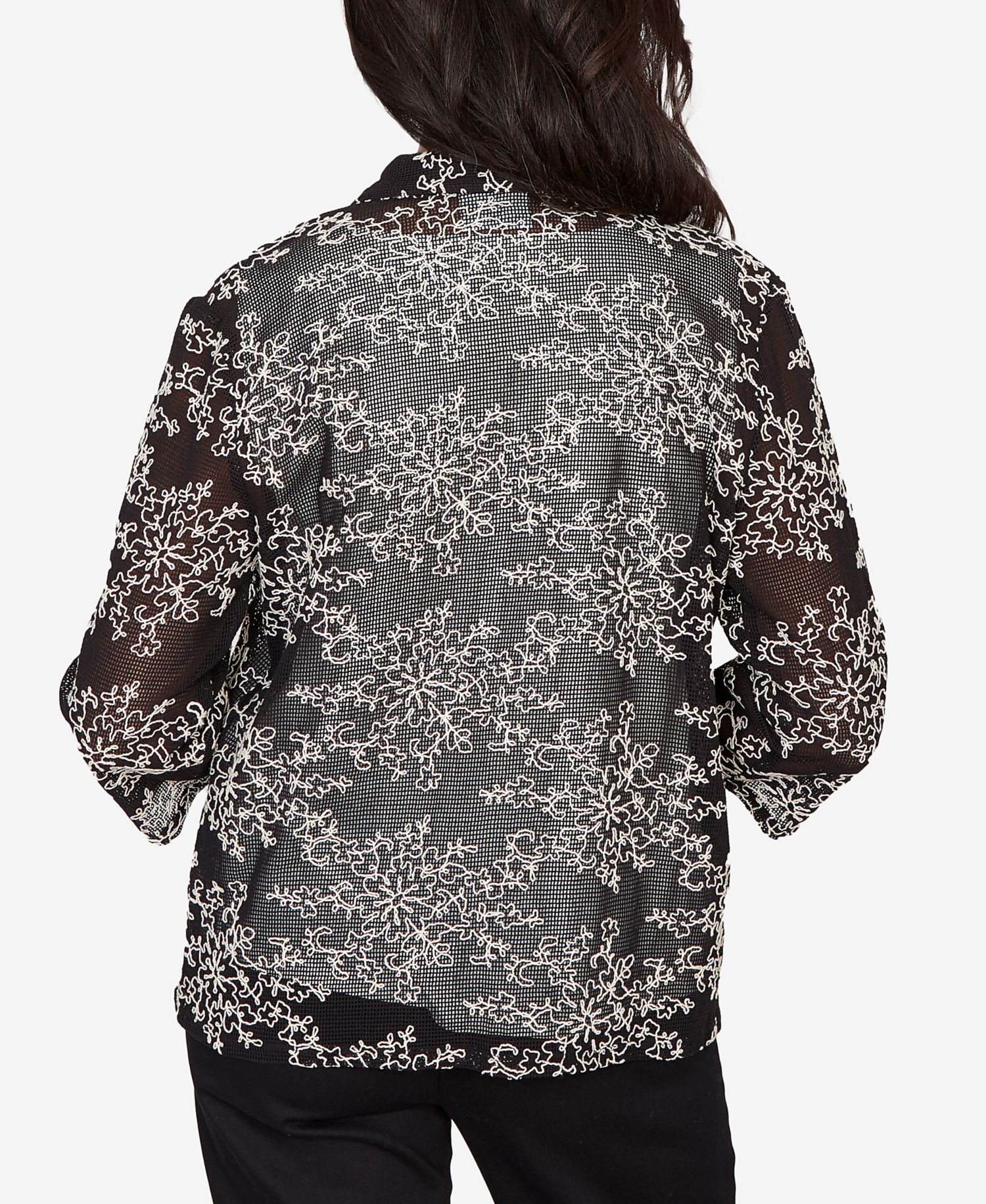 Women's Detail Driven Two-in-One Mesh Soutache Top with Necklace