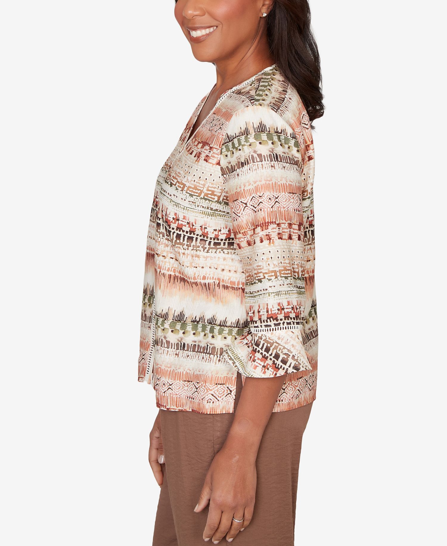 Women's Spice Market Biadere Stripe Center Seam V-Neck Top