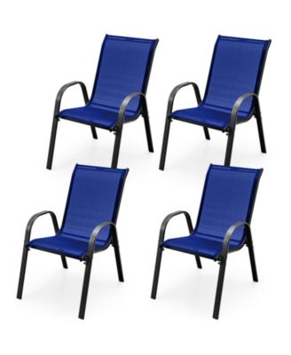 4 Pieces Stackable Patio Dining Chairs Set with Armrest