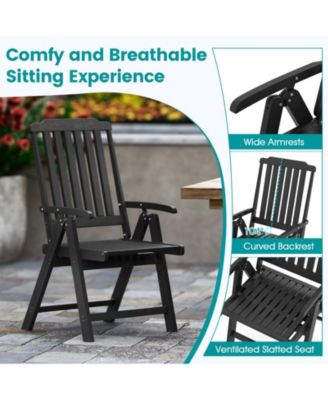 Foldable Patio Chair All-Weather HDPE Outdoor Dining Chair with Armrest