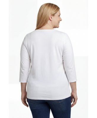 Plus Size Perfect Three-Quarter Sleeve V-Neck Tunic