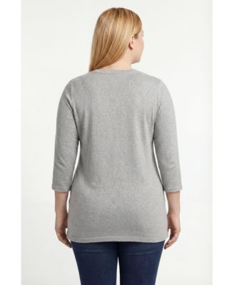 Plus Size Perfect Three-Quarter Sleeve V-Neck Tunic
