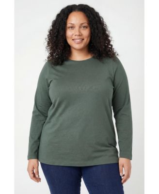Women's Plus Size Perfect Long-Sleeve Crewneck Tee