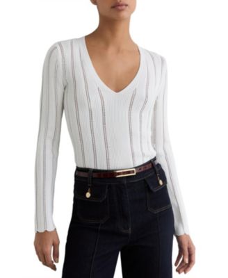 Women's Loui Open-Stitch V-Neck Jumper