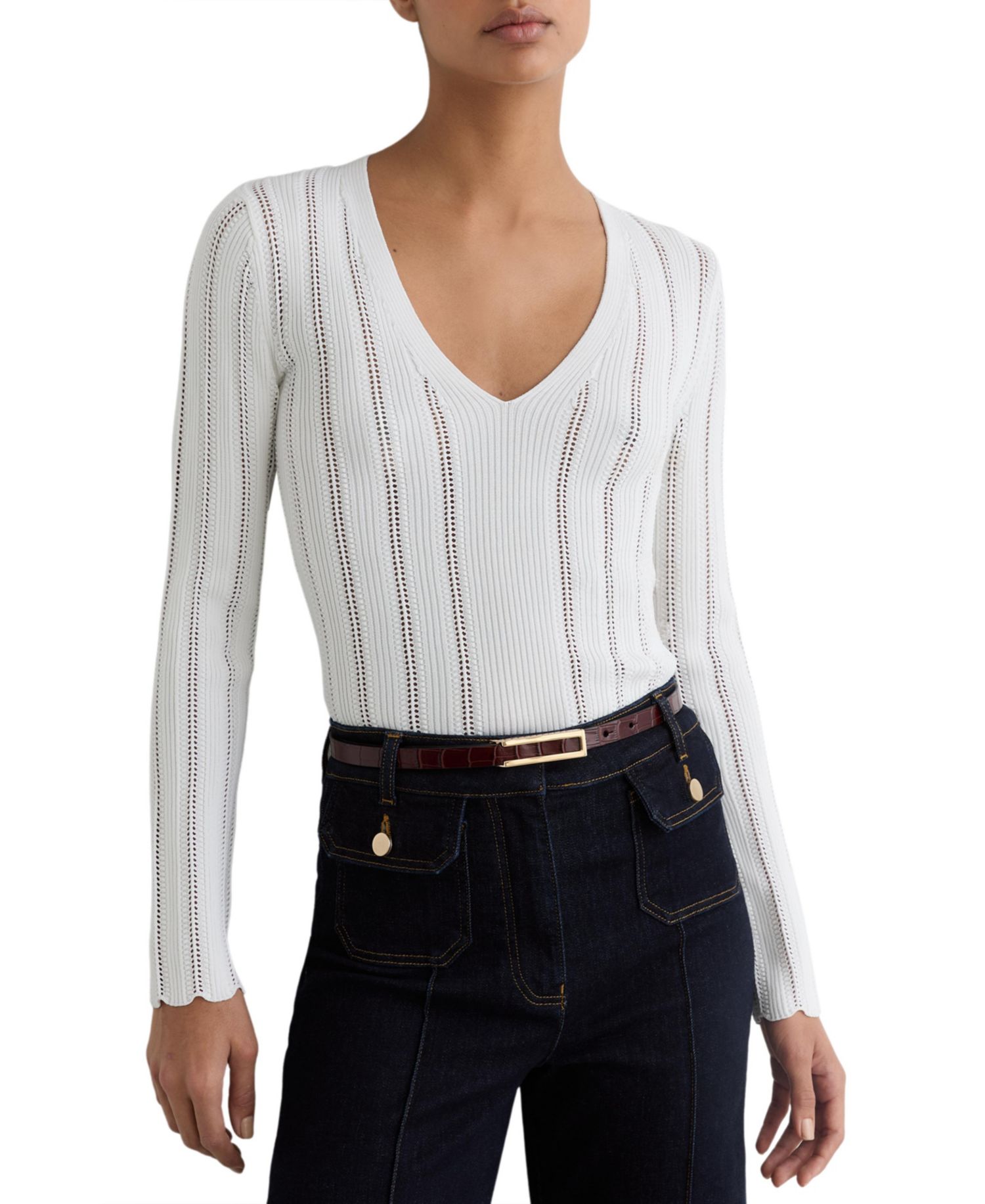 Women's Loui Open-Stitch V-Neck Jumper