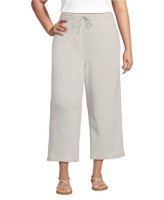 Women's Sport Knit Elastic Waist Wide Leg Crop Pants