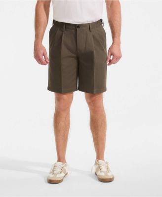 Men's No Iron 9" Comfort Waist Pleated Front Chino Short