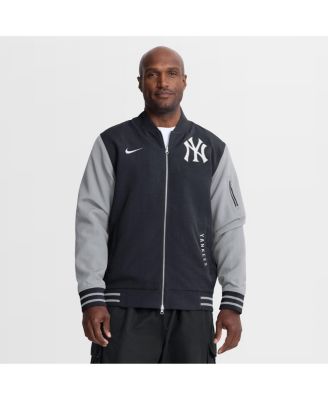 Men's Navy/Gray New York Yankees Authentic Collection Dugout Relaxed Full-Zip Bomber Jacket