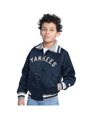 Big Boys and Girls Navy New York Yankees The Captain Jr. Cooperstown Collection Full-Zip Varsity Jacket