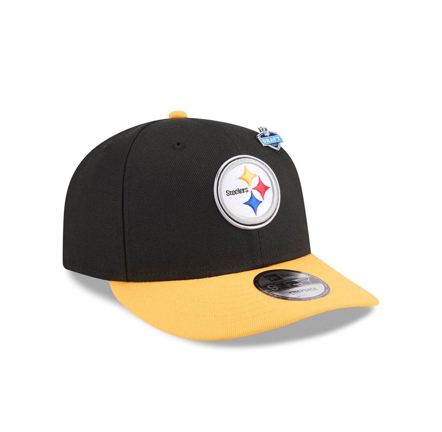 Men's Black/Gold Pittsburgh Steelers 2026 NFL Draft On Stage Pre-Curved 9FIFTY Snapback Hat