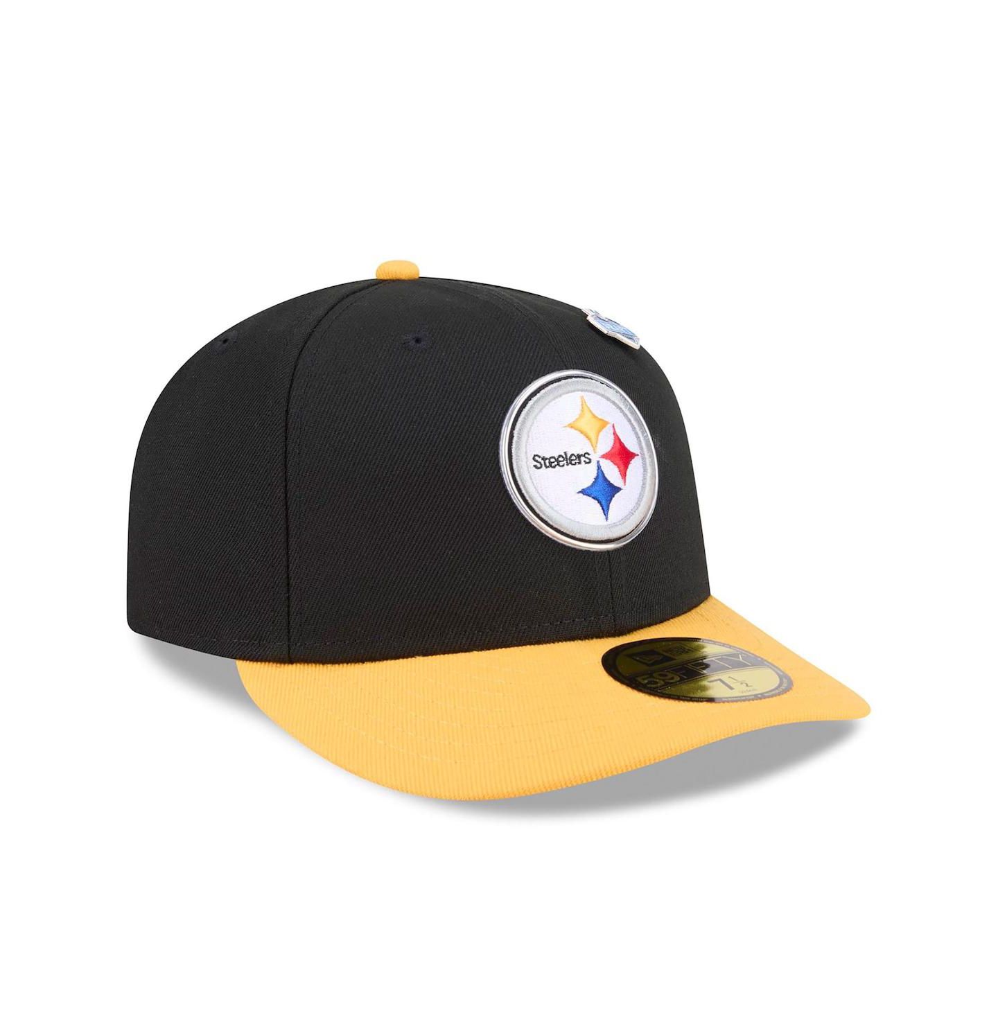 Мужская кепка New Era Black/Gold Pittsburgh Steelers 2026 NFL Draft Pre-Curved 59FIFTY Fitted Hat — фото 3