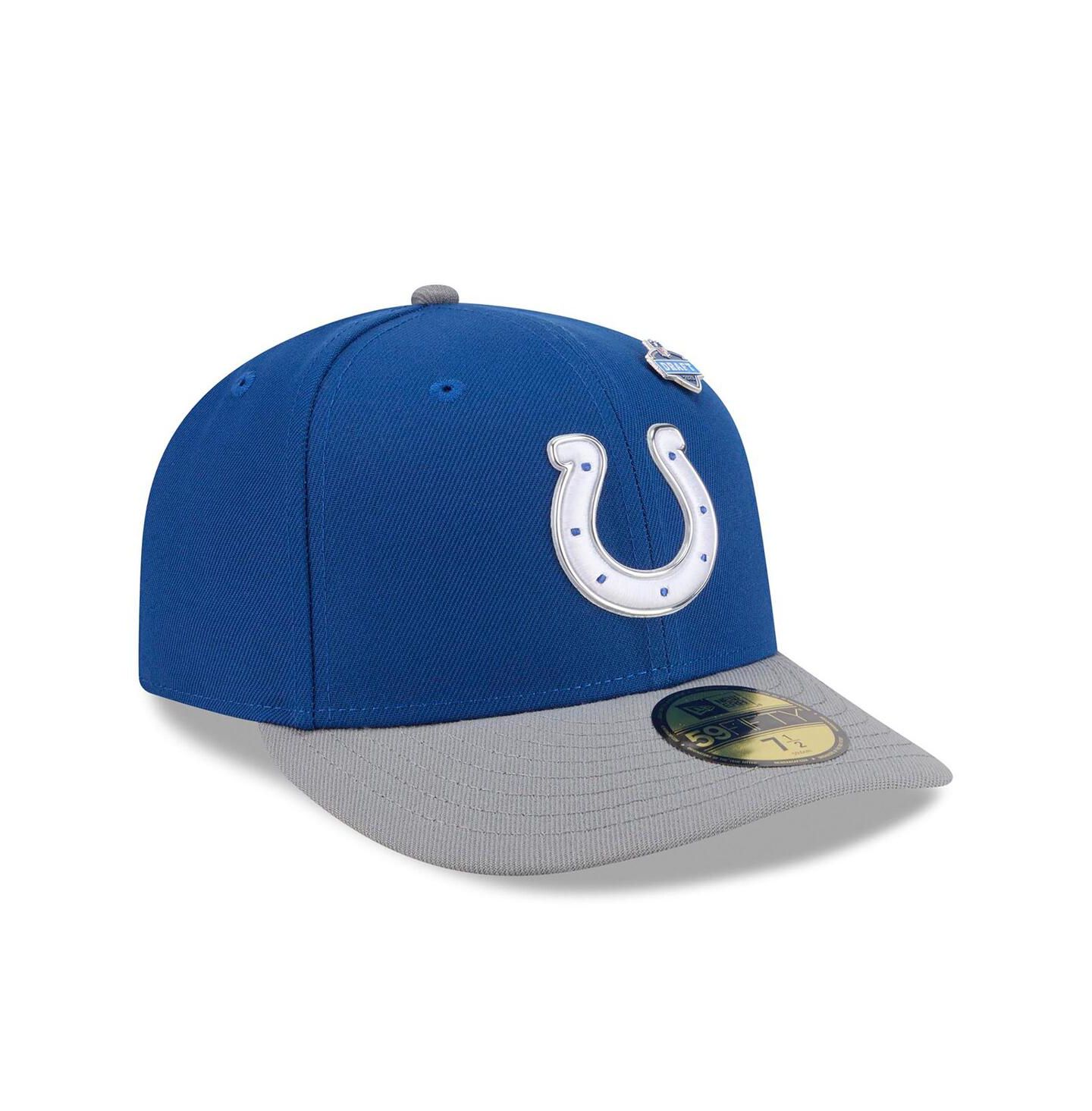 Мужская кепка New Era Royal/Gray Indianapolis Colts 2026 NFL Draft Pre-Curved 59FIFTY Fitted Hat — фото 3