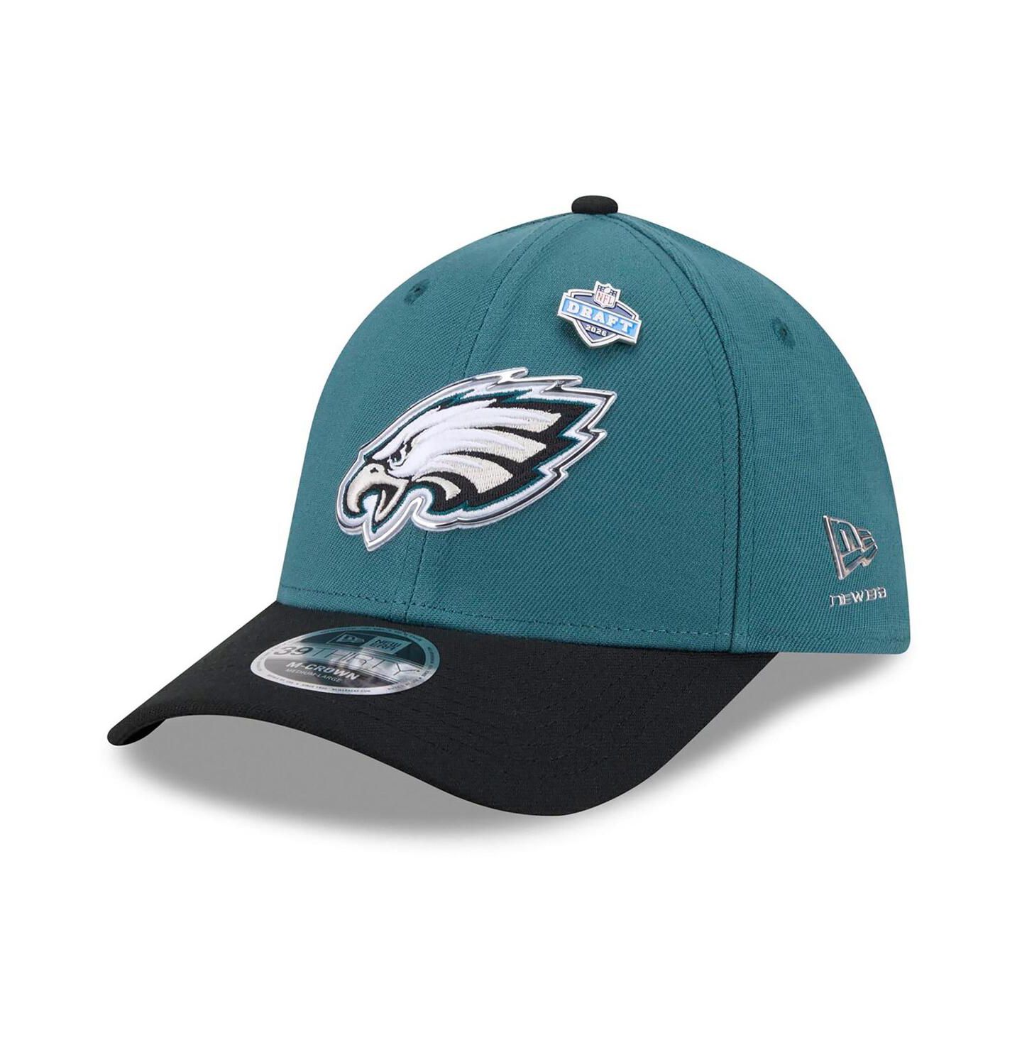 Мужская кепка New Era Midnight Green/Black Philadelphia Eagles 2026 NFL Draft 39THIRTY M-Crown Flex Hat — фото 1