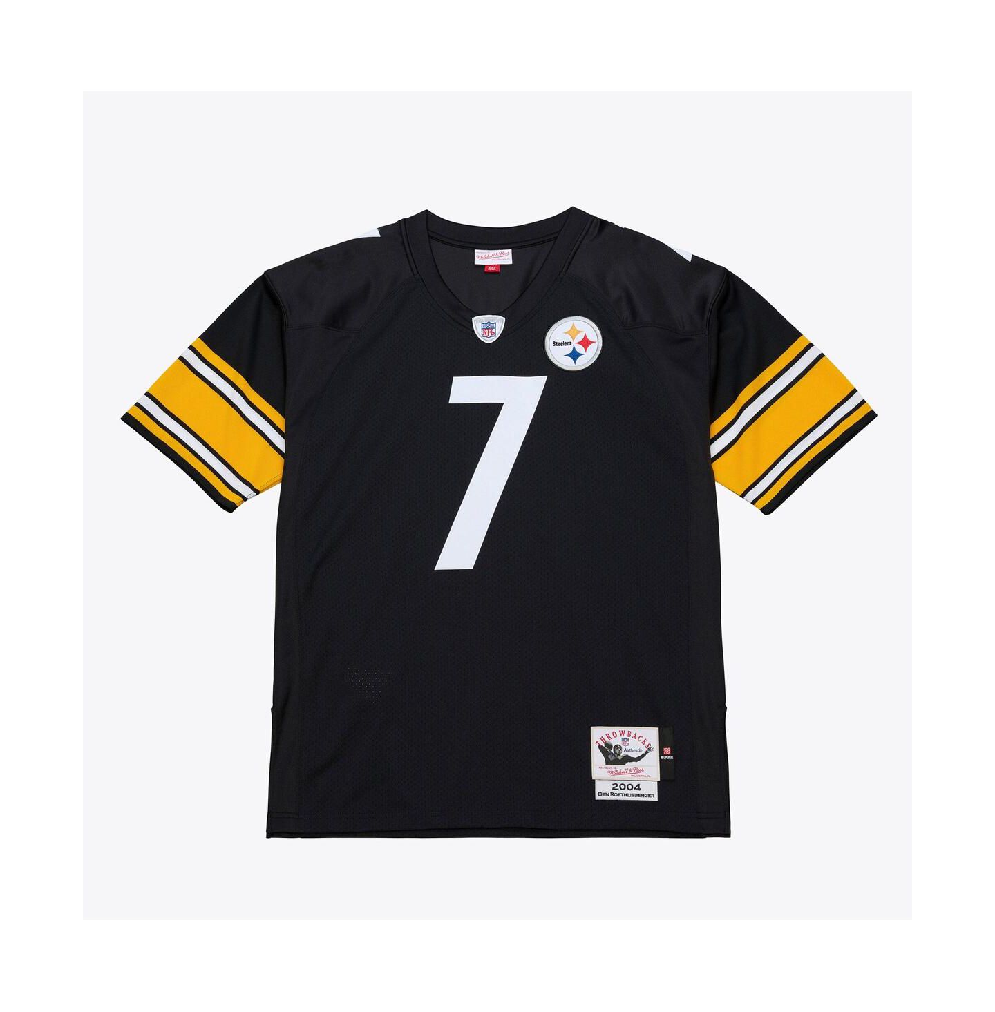 Мужской топ Mitchell & Ness Mitchell Ness Ben Roethlisberger Black Pittsburgh Steelers 2004 Authentic Jersey — фото 1