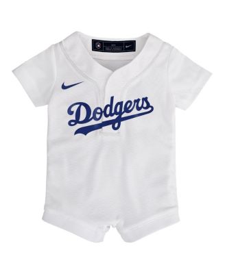 Baby Boys and Girls White Los Angeles Dodgers Home Replica Romper Jersey