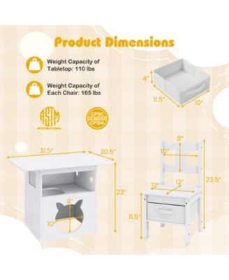 3-Piece Kids Table and Chairs Set with Built-In Pet Viewing Window