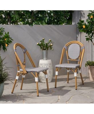 Set of 2 Bamboo Print Aluminum Outdoor Chairs, Lightweight and Rust-Resistant