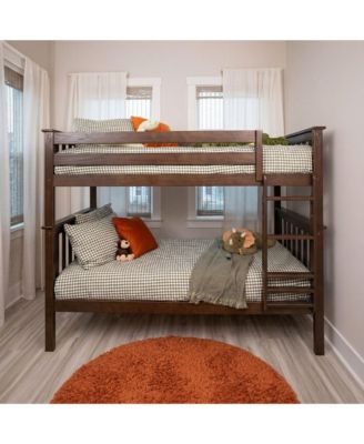 Max and Lily Twin over Twin Bunk Bed for Kids, Solid Wood Bunk Beds with Ladder, Pecan