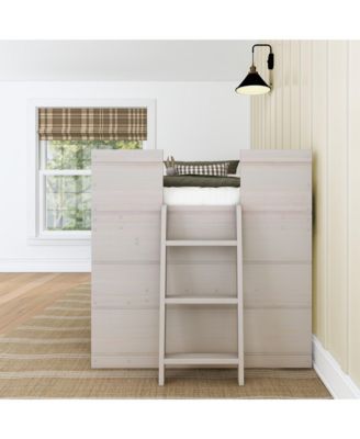 Max and Lily Farmhouse Twin Low Loft with Bookcase