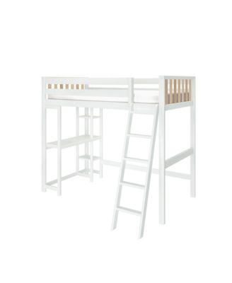 Max and Lily Scandinavian High Loft w/ Side Desk and Shelves