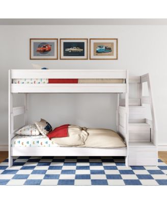 Max and Lily Modern Farmhouse Twin Over Twin Bunk Bed With Staircase
