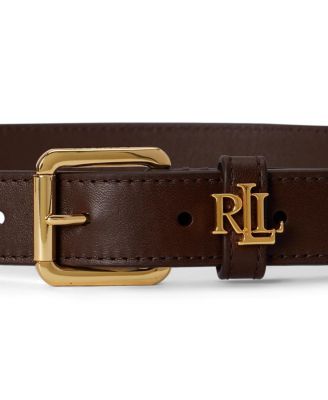 Ralph Lauren Women\'s Logo-Keeper Leather Skinny Brown Leather Belt with Gold $85 Lauren Ralph Lauren LOGO-KEEPER LEATHER SKINNY BELT - Belt  main image 3