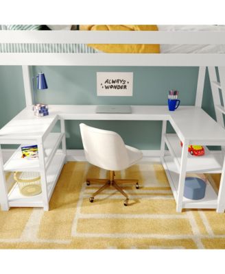 Max and Lily Classic Twin High Loft (Ladder on End) + Wraparound Desk