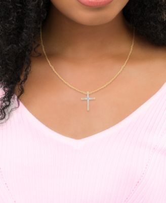 14k Gold Pendant, Diamond Cross (1/4 ct. t.w.)