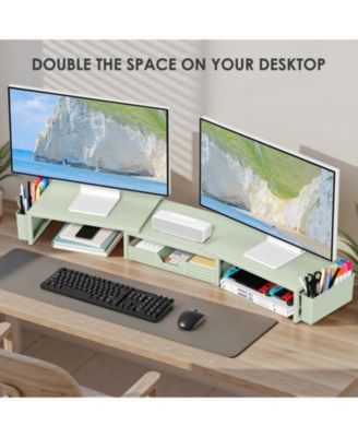 Monitor Stand Riser Drawer Pen Holder Metal Desk Organizer