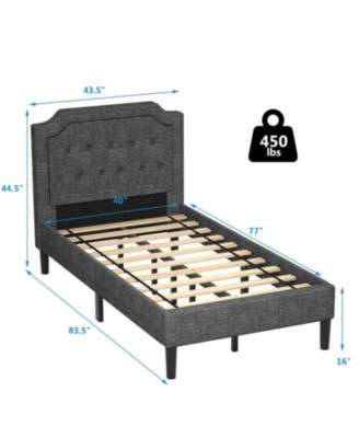 Button-Tufted Twin Platform Bed with Upholstered Headboard