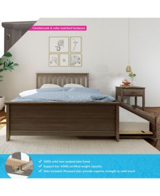 Max and Lily Full Size Bed Frame with Trundle, Solid Wood Platform Bed with Storage