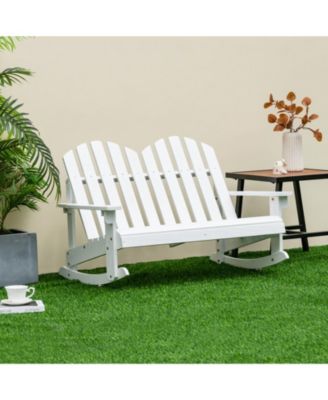 2-Person Kids Adirondack Rocking Chair with Slatted Seat