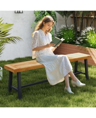 63-inch Acacia Wood Backless Outdoor Bench for 3 People