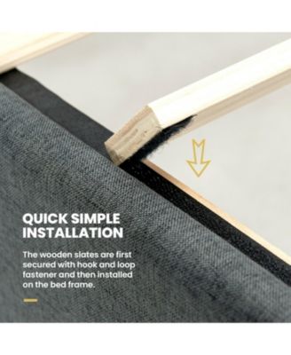 Linen Full Upholstered Bed Frame with Adjustable Diamond Tufted Headboard