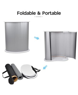 InstaHibit 10x8 Ft Pop Up Backdrop Booth Stand with Podium Table Counter Tradeshow