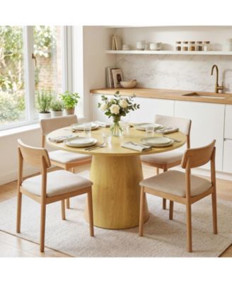 43" Round Dining Table for 4-6 People, Wooden Dining Room Table with Pedestal Base, Dining Room, Living Room