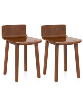 Set of 2 Farmhouse Armless Wood Dining Chairs with Acacia Wood Seat
