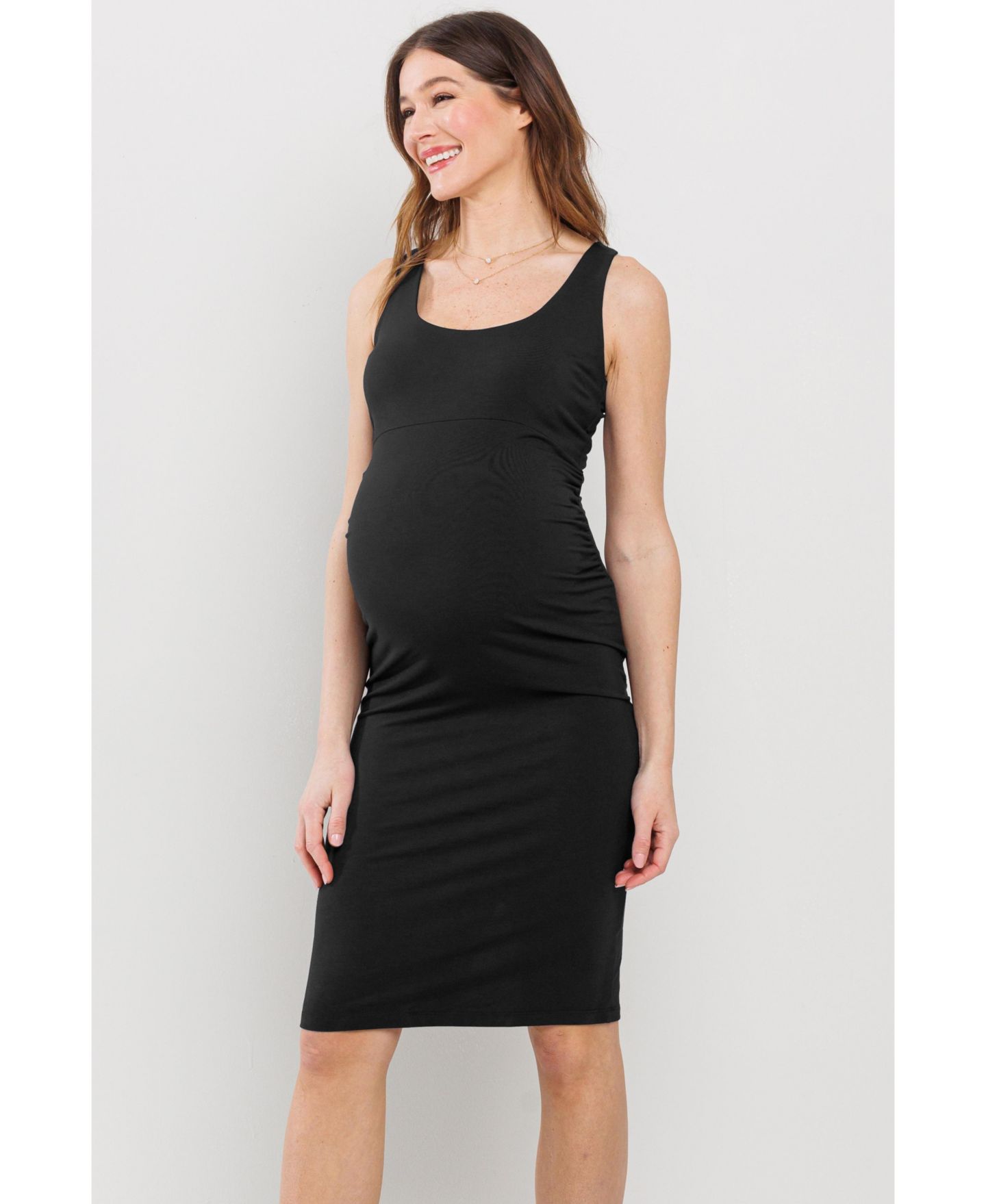 Женское платье Hello Miz Maternity Bodycon Scoop Neck Sleeveless Knee Length, цвет: Чёрный — фото 3