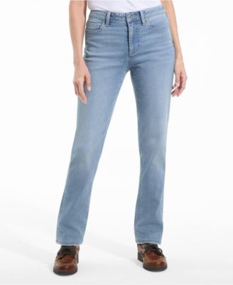 Petite Recover Mid Rise Straight Leg Blue Jeans