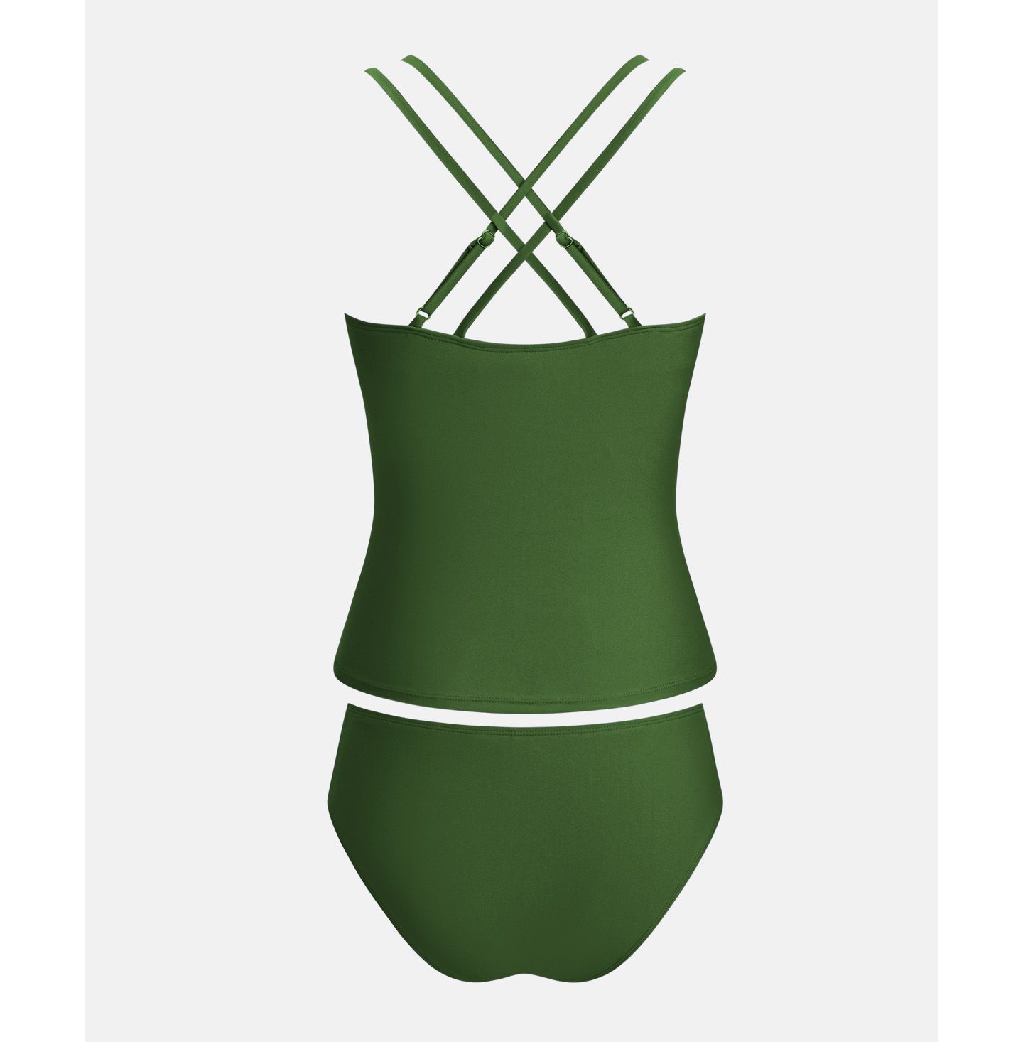 Комплект бикини Tankini, открытая спина, глубокий вырез — Cupshe, цвет: Тёмный зелёный — фото 5