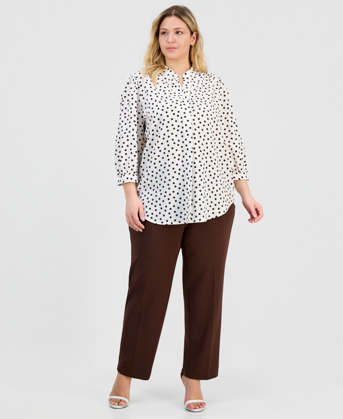 Anne Klein Plus Printed 3/4-Sleeve Blouse