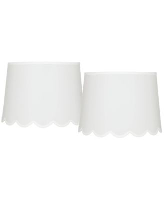 Set of 2 Scallop Empire Lamp Shades Medium Spider Replacement Harp and Finial Fitting