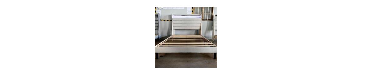 Homfan Modern Upholstered Platform Bed Frame with Led Headboard and Charging Station - Wooden Slat Support, Noise-Free